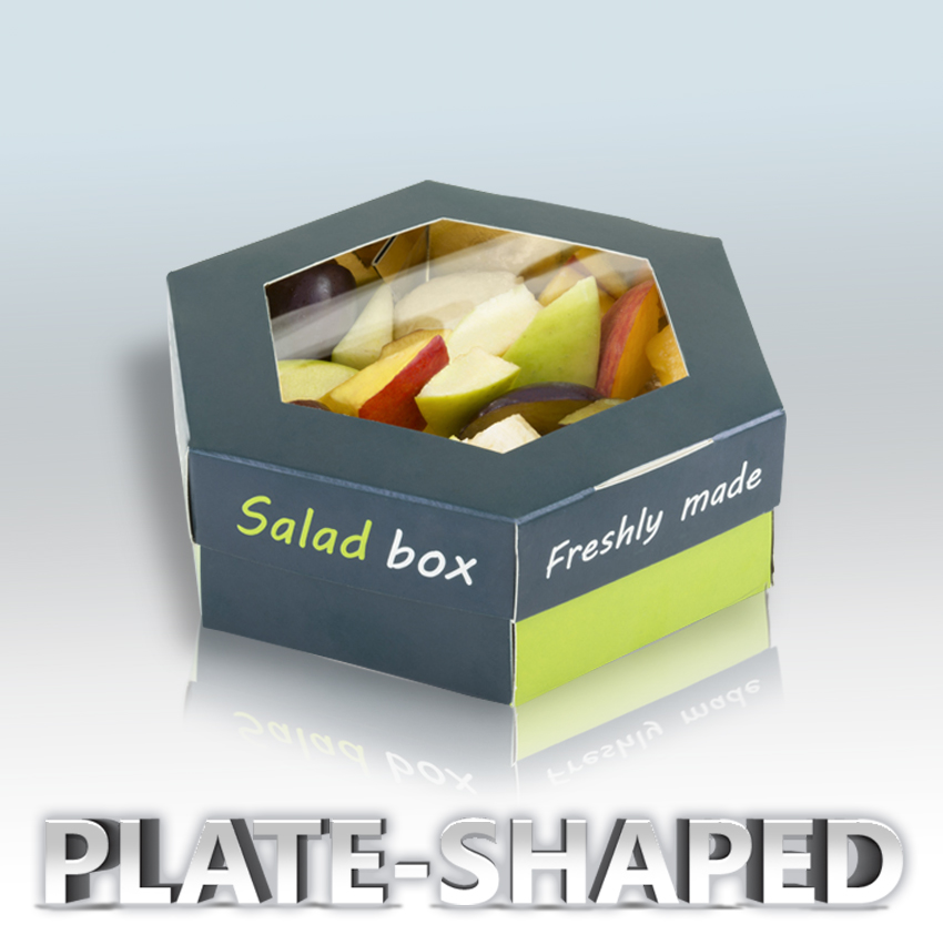Šestougaona kutija za salate, zatvorena
